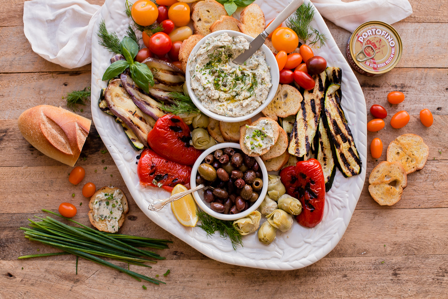 Tuna Crostini with Italian Antipasto Portofino