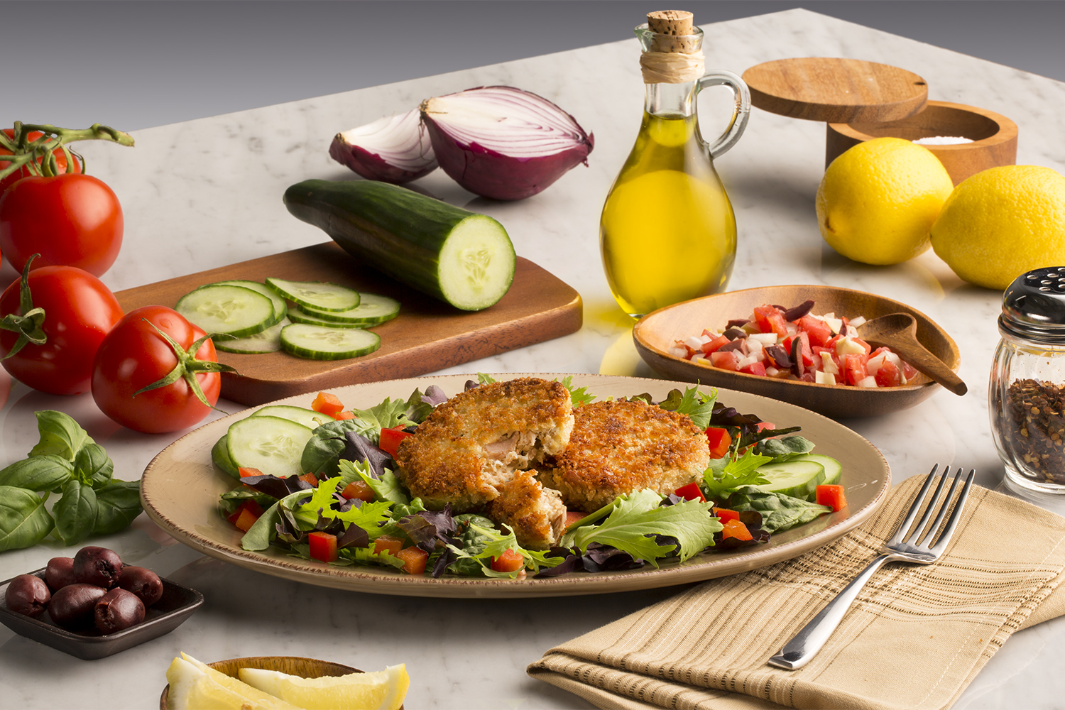 Mediterranean Tuna Cake Salad Portofino